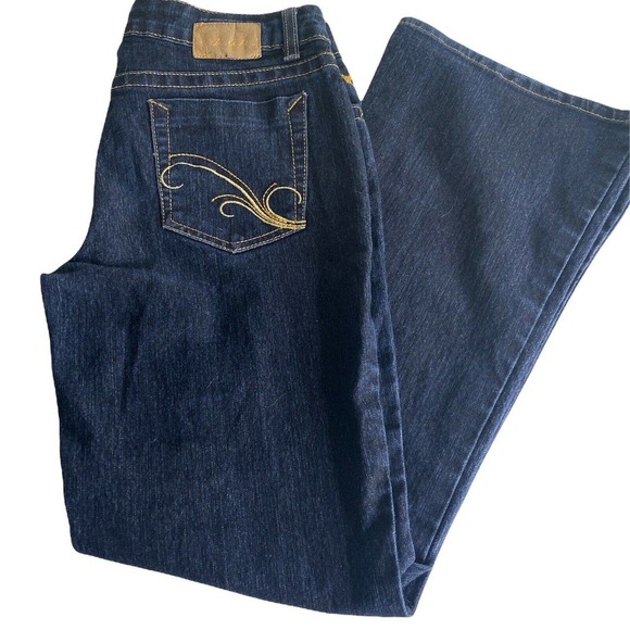 Grane Boot Jr blue jean Size 9 Short Dark Wash Embroidery - Picture 1 of 12